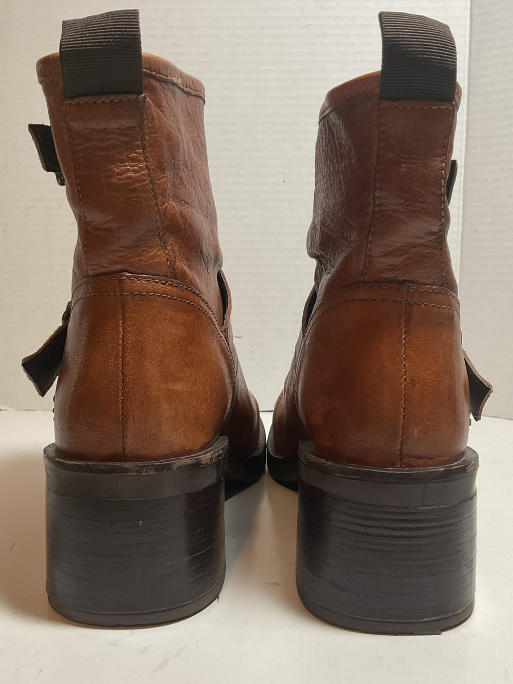 ROAN by Bed Stu Leather Buckle Ankle Boots Cognac - Picture 5 of 14